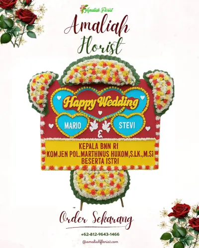 Karangan Papan Bunga Pernikahan di Wawombalata